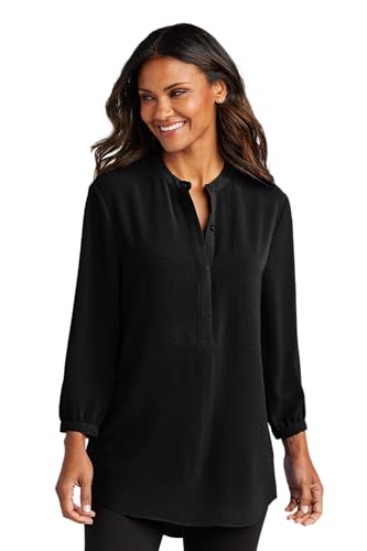 Port Authority Ladies 3/4-Sleeve Textured Crepe Tunic LW713, Deep